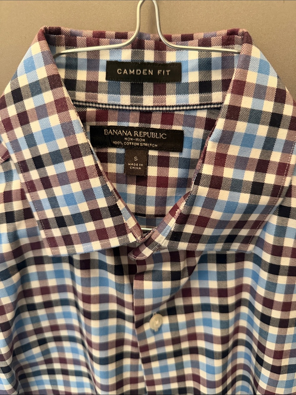 Banana Republic Blue & Purple Checked Camden Fit Shirt